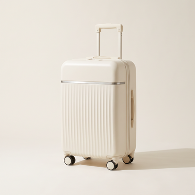 Cream hardshell cabin trunk suitcase