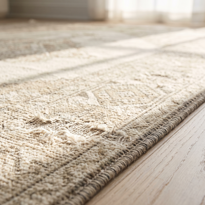 Detail of the low-pile weave and bound edge