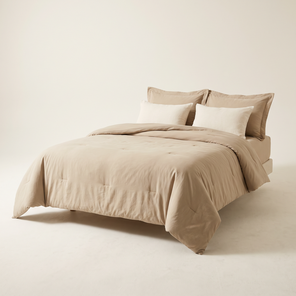 Sand washed comforter set with matching shams