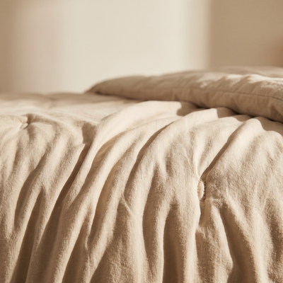 Detail of the stitched tufting and washed texture