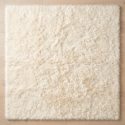 Cream white shag area rug