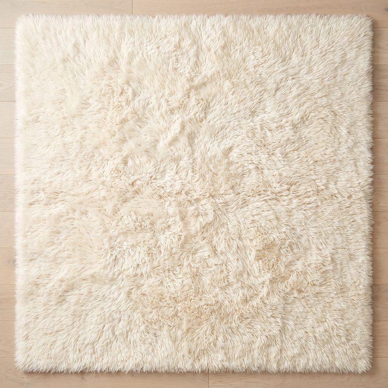 Cream white shag area rug
