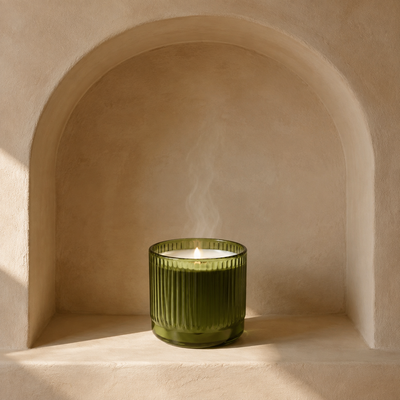 In a plaster niche, mist rising